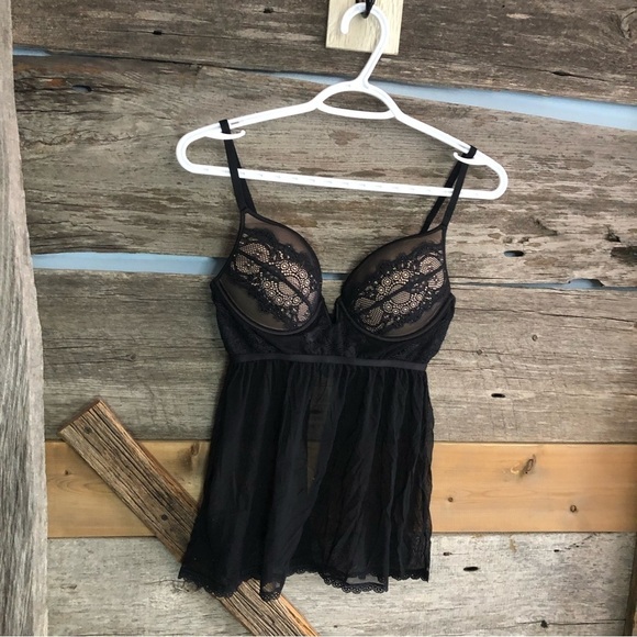 LA Senza Size Med Black/Nude Lace Lingerie - Picture 1 of 6